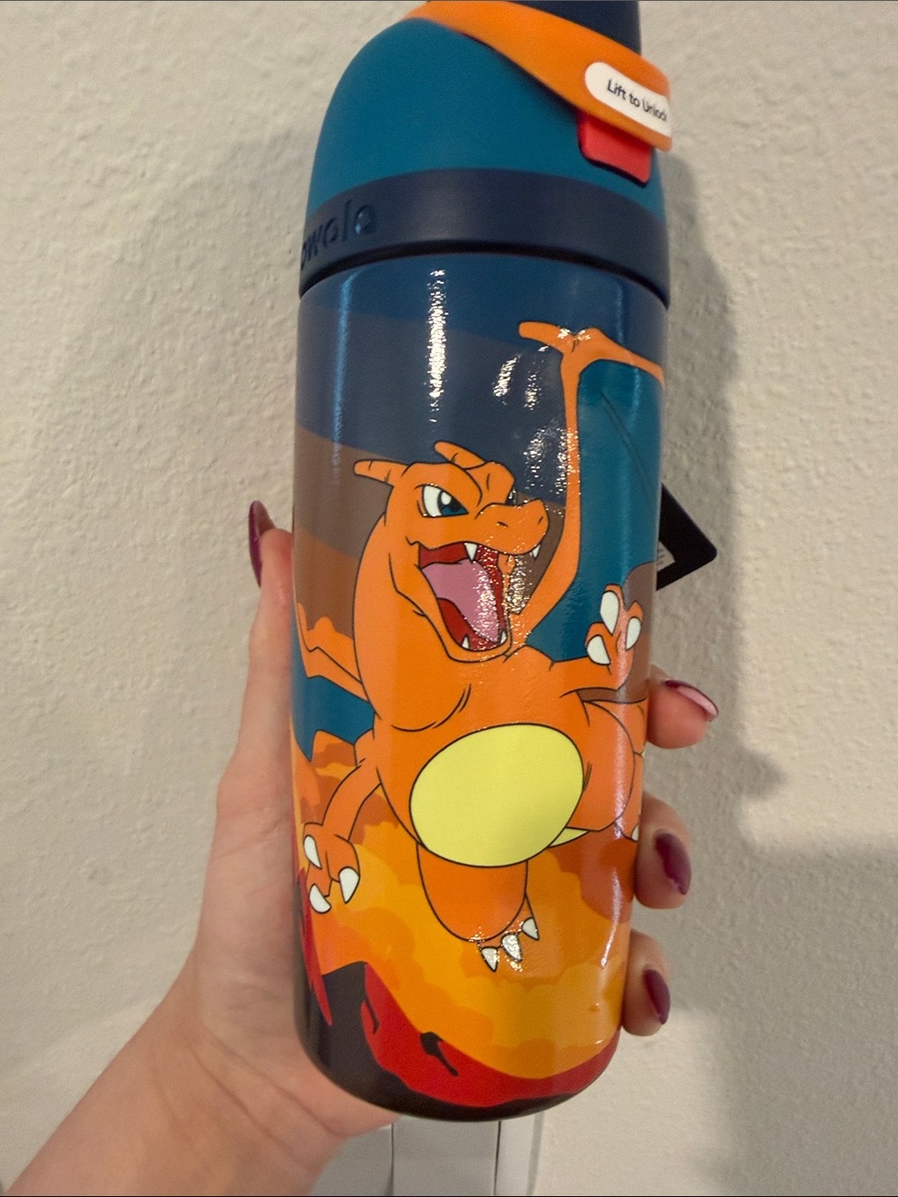 Owala Kids Orange Charizard-Themed Water Bottle with Flip Lock